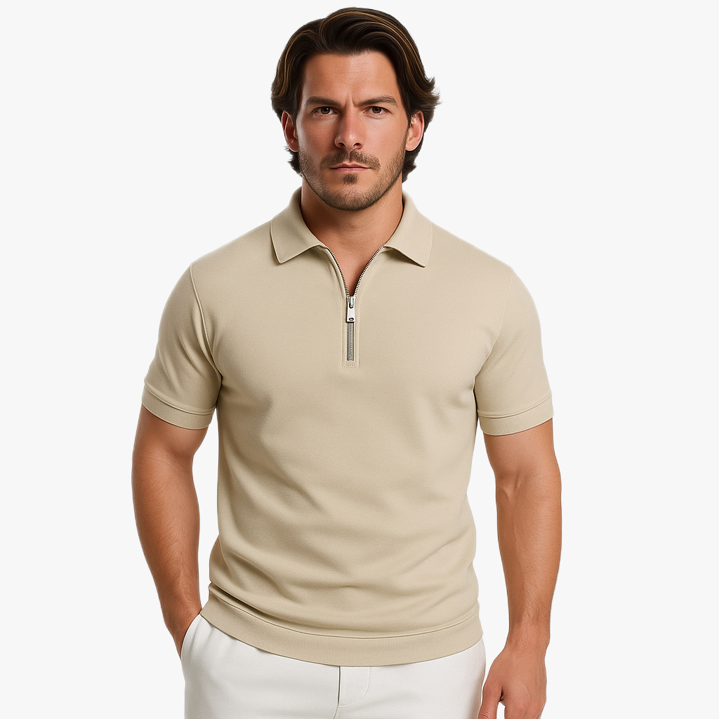 Stylish Men's Zip Polo Shirt for Casual Wear