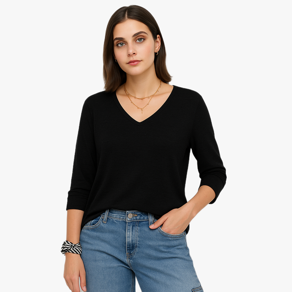 Stylish Women's V-Neck Knit Top