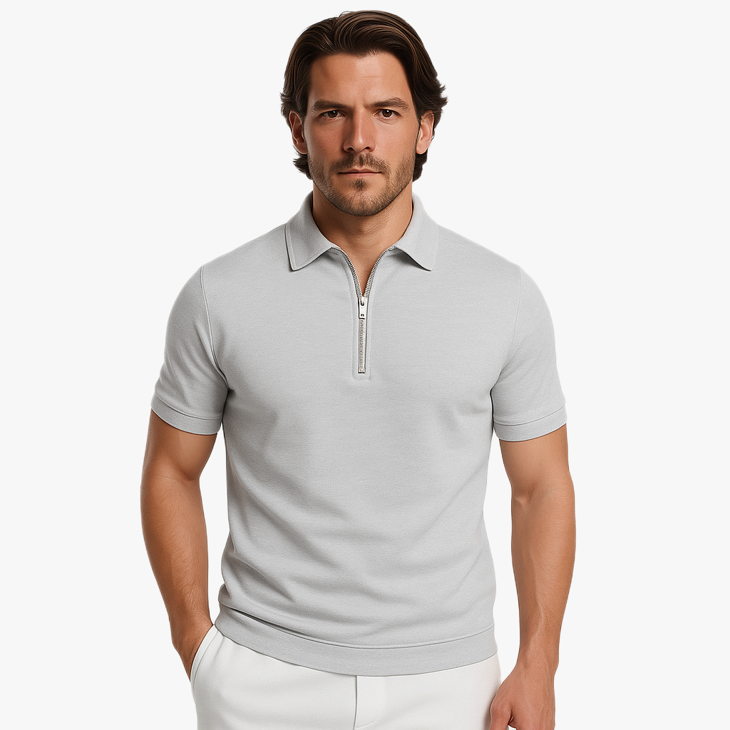 Stylish Men's Zip Polo Shirt for Casual Wear