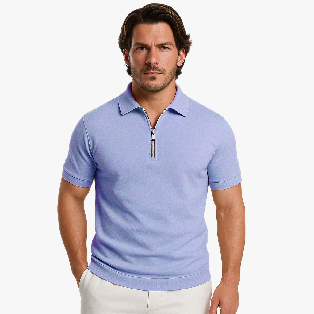 Stylish Men's Zip Polo Shirt for Casual Wear