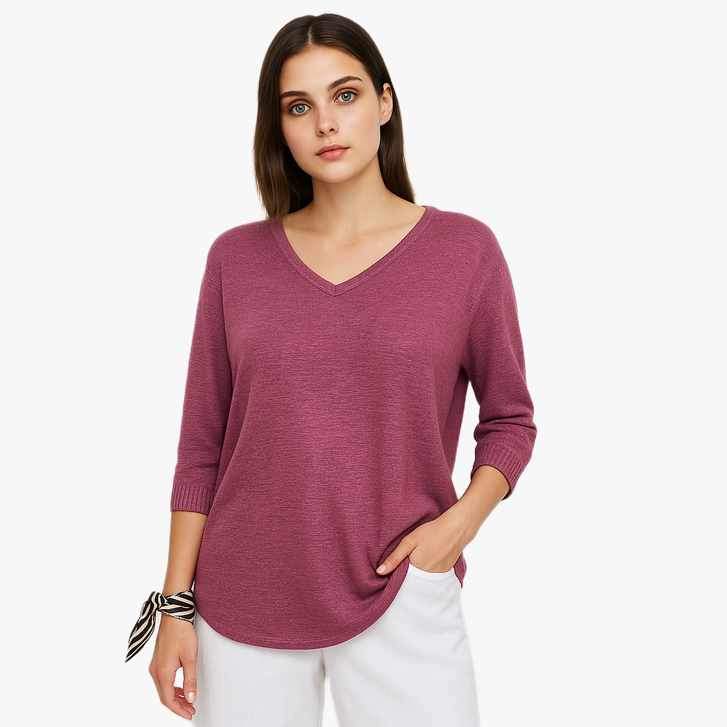 Stylish Women's V-Neck Knit Top