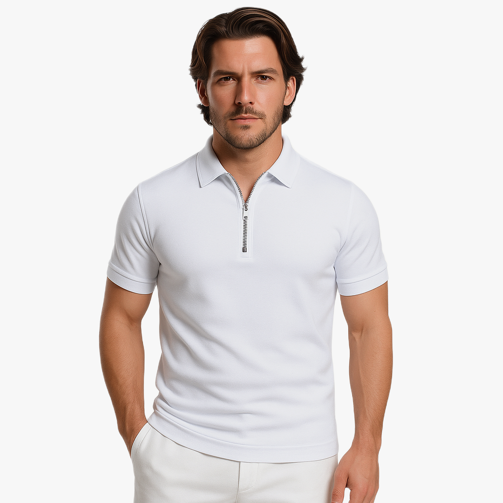 Stylish Men's Zip Polo Shirt for Casual Wear