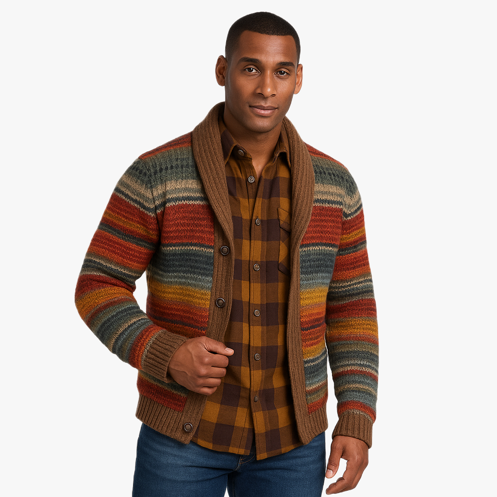 Stylish Striped Knit Cardigan for Men